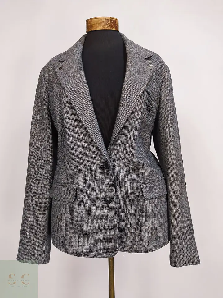 Chaqueta Blazer 4 Wards Tweed Plomo Lana Talla L 2