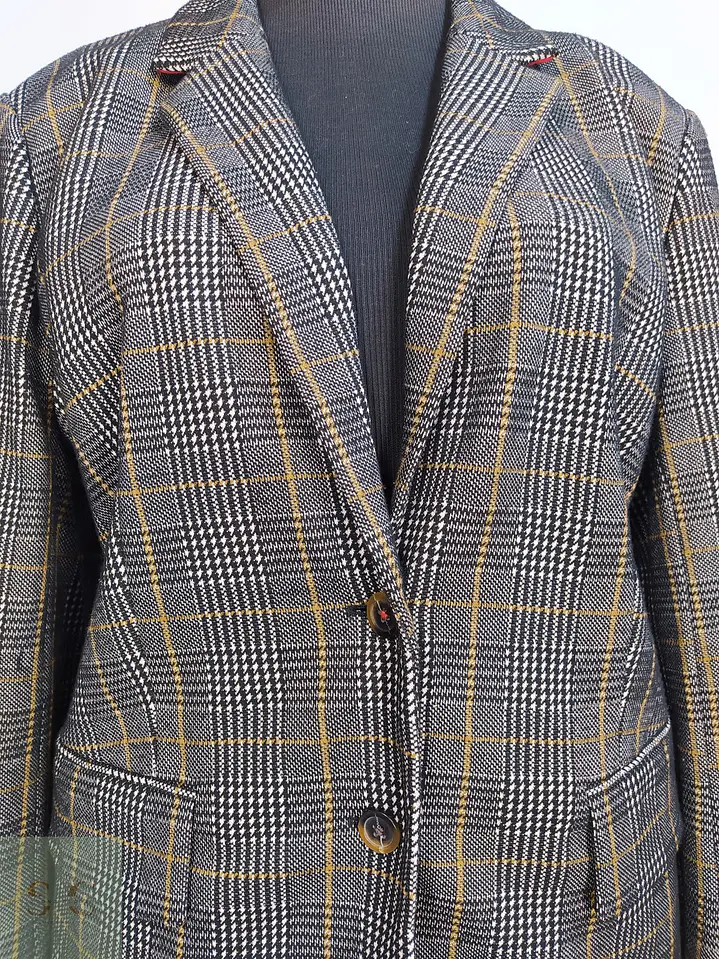 Blazer Tommy Hilfiger a Cuadros Gris y Mostaza Talla XXXL 5
