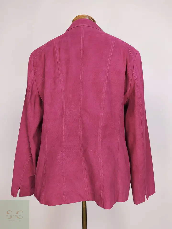 Chaqueta Blazer Walbusch Efecto Gamuza Fucsia Talla XL 9