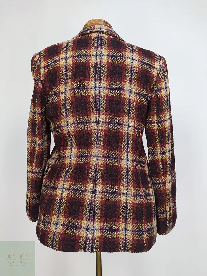 Chaqueta Blazer Gabriella Benelli en Lana Virgen a Cuadros Burdeos Talla SM 8