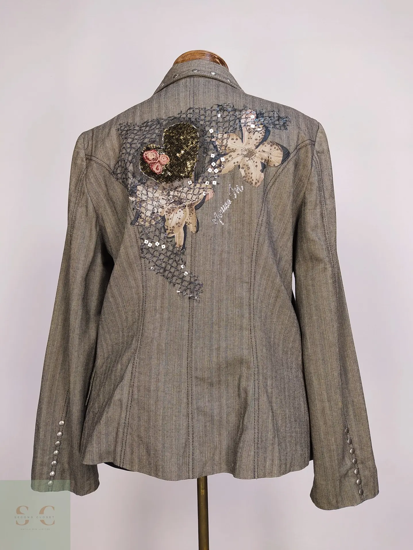 Chaqueta Blazer Monica In Donna Espiga con Apliques Talla L 9