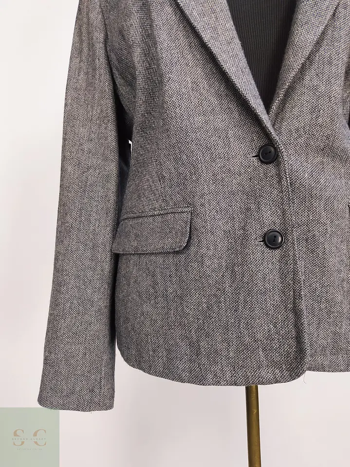 Chaqueta Blazer 4 Wards Tweed Plomo Lana Talla L 3