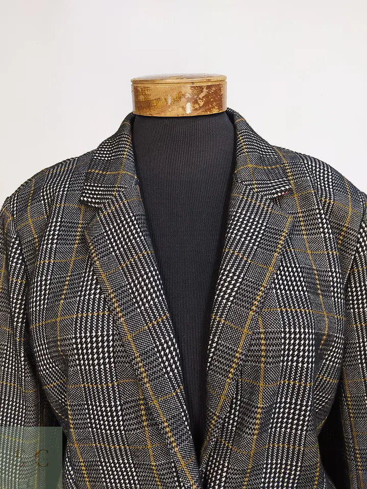Blazer Tommy Hilfiger a Cuadros Gris y Mostaza Talla XXXL 6