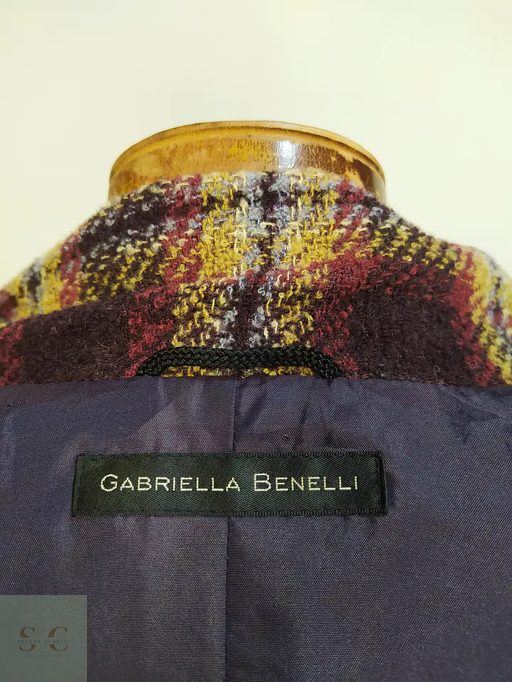 Chaqueta Blazer Gabriella Benelli en Lana Virgen a Cuadros Burdeos Talla SM 9