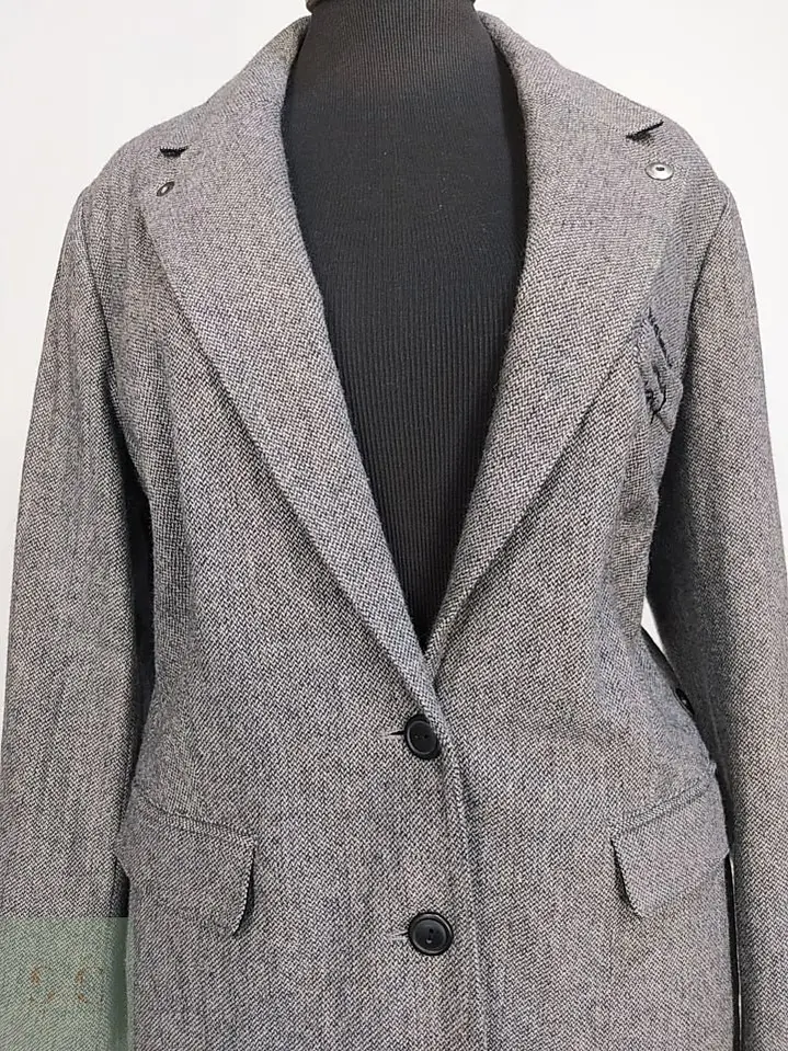 Chaqueta Blazer 4 Wards Tweed Plomo Lana Talla L 4