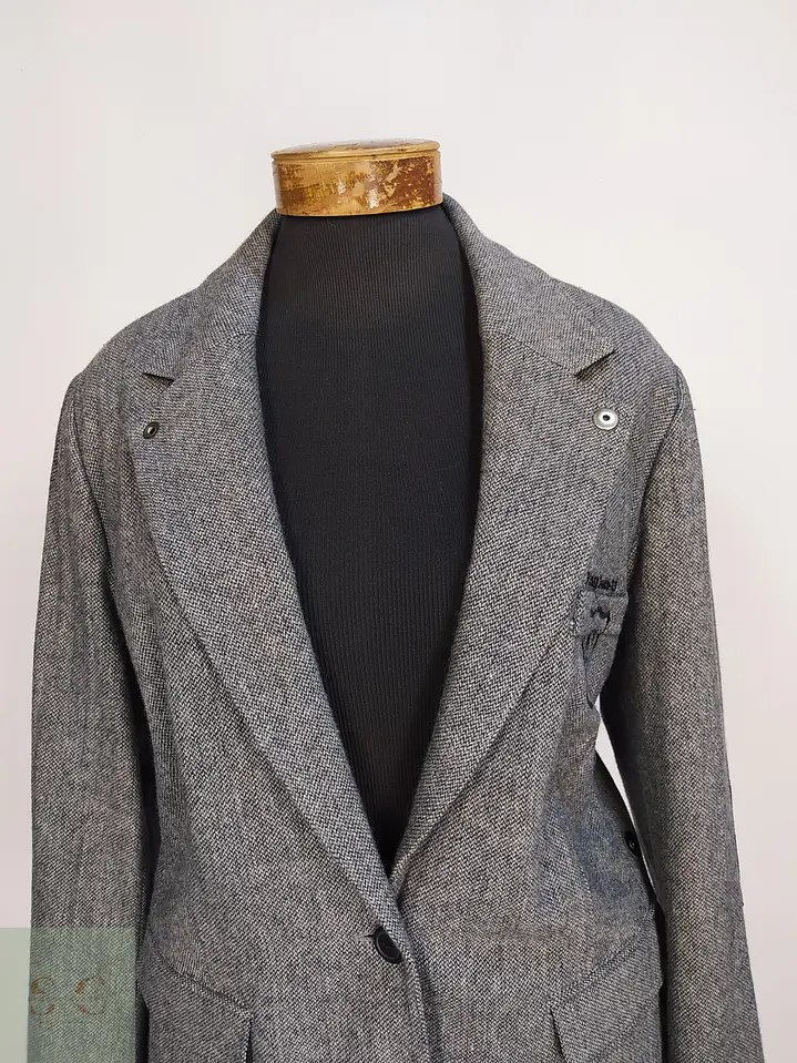 Chaqueta Blazer 4 Wards Tweed Plomo Lana Talla L 5