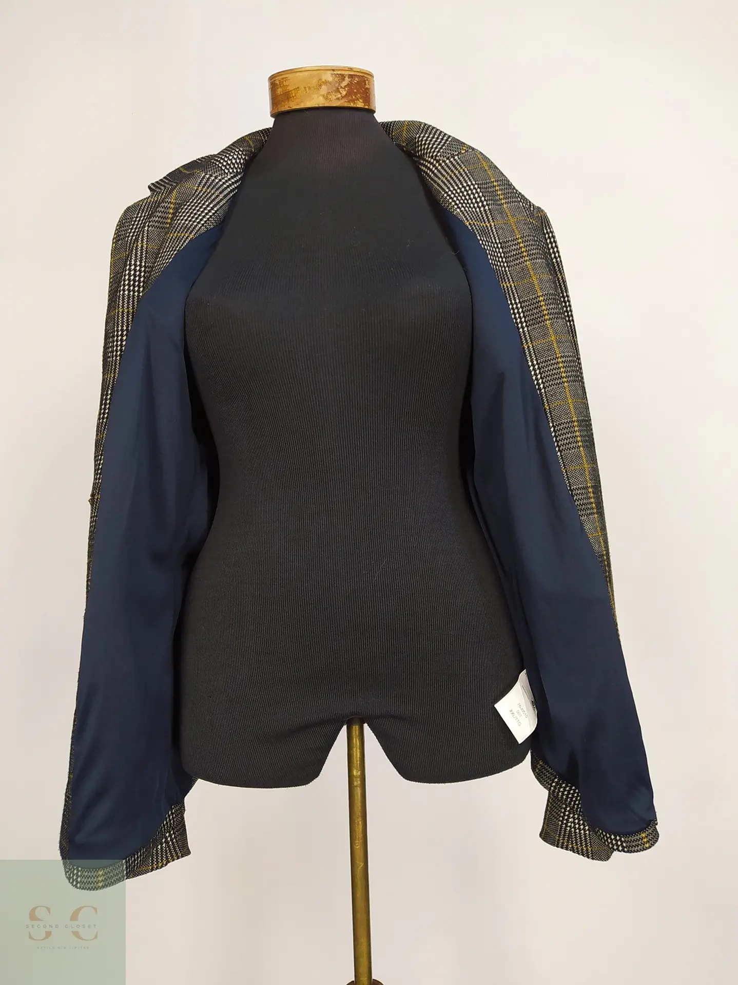 Blazer Tommy Hilfiger a Cuadros Gris y Mostaza Talla XXXL 8