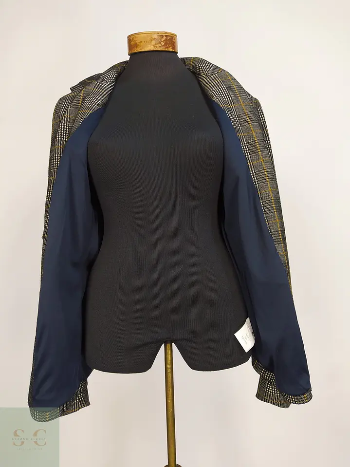 Blazer Tommy Hilfiger a Cuadros Gris y Mostaza Talla XXXL 8