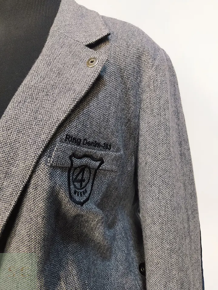 Chaqueta Blazer 4 Wards Tweed Plomo Lana Talla L 6