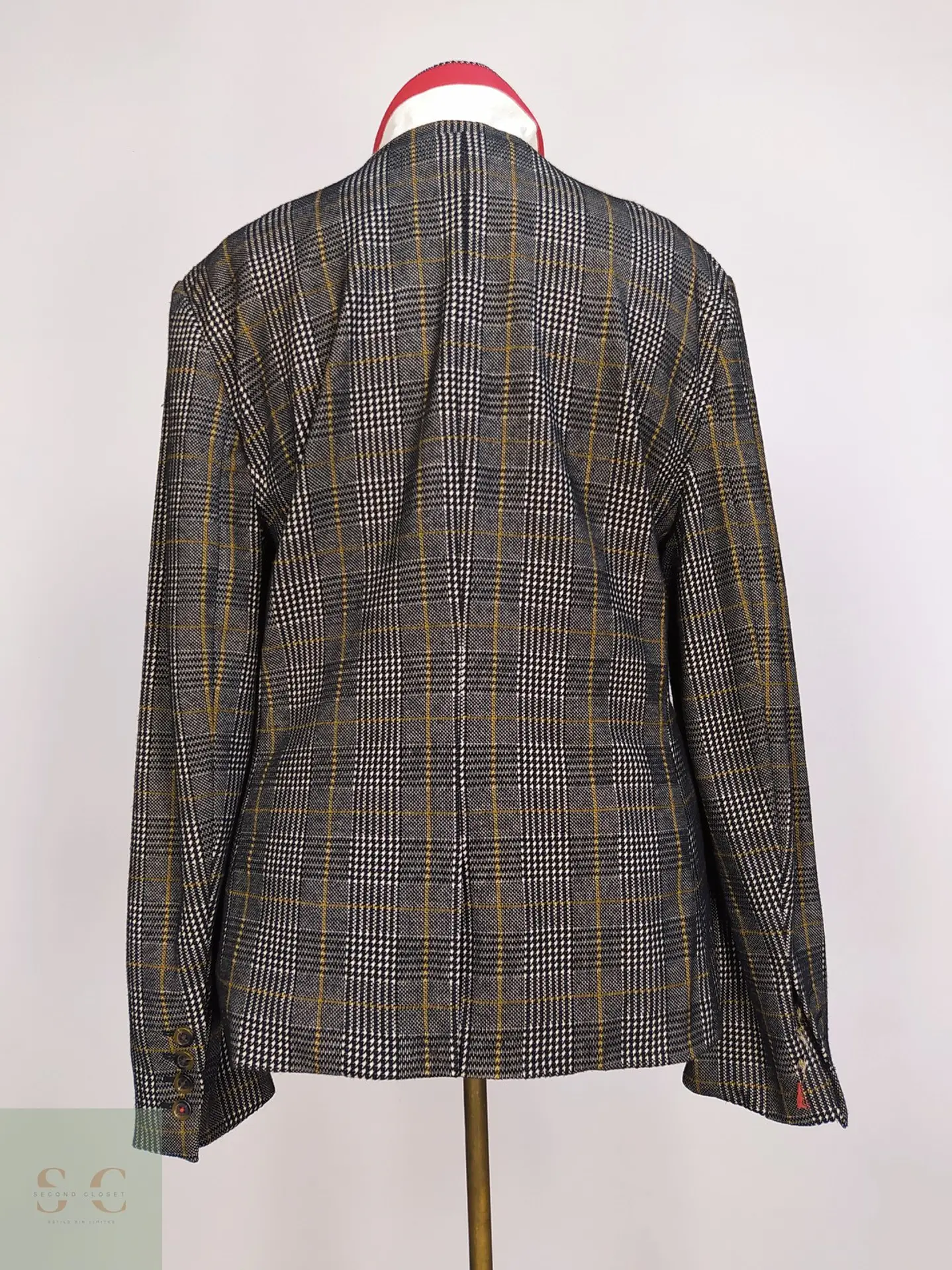 Blazer Tommy Hilfiger a Cuadros Gris y Mostaza Talla XXXL 9