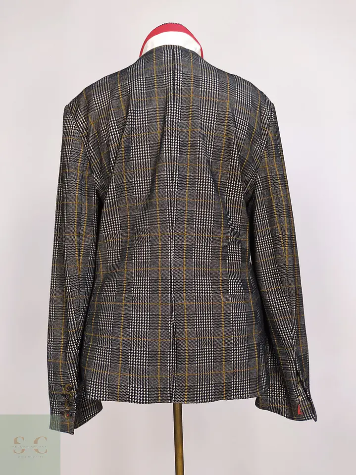 Blazer Tommy Hilfiger a Cuadros Gris y Mostaza Talla XXXL 9