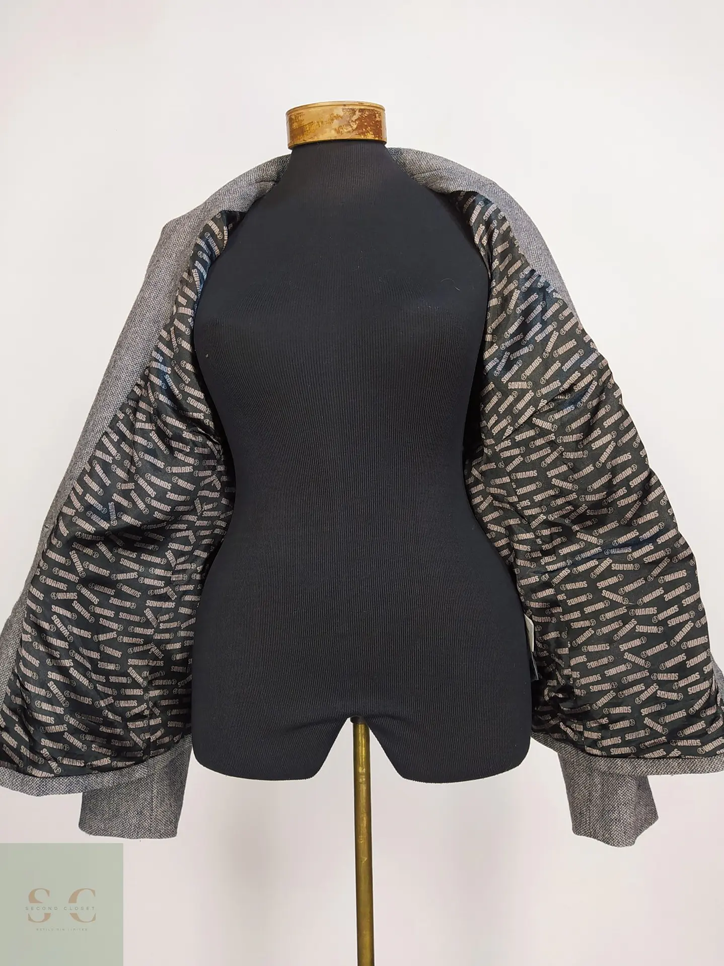 Chaqueta Blazer 4 Wards Tweed Plomo Lana Talla L 7