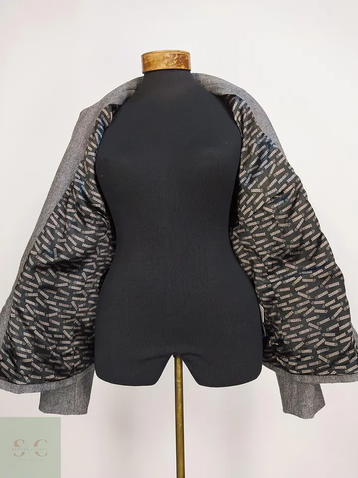 Chaqueta Blazer 4 Wards Tweed Plomo Lana Talla L 7