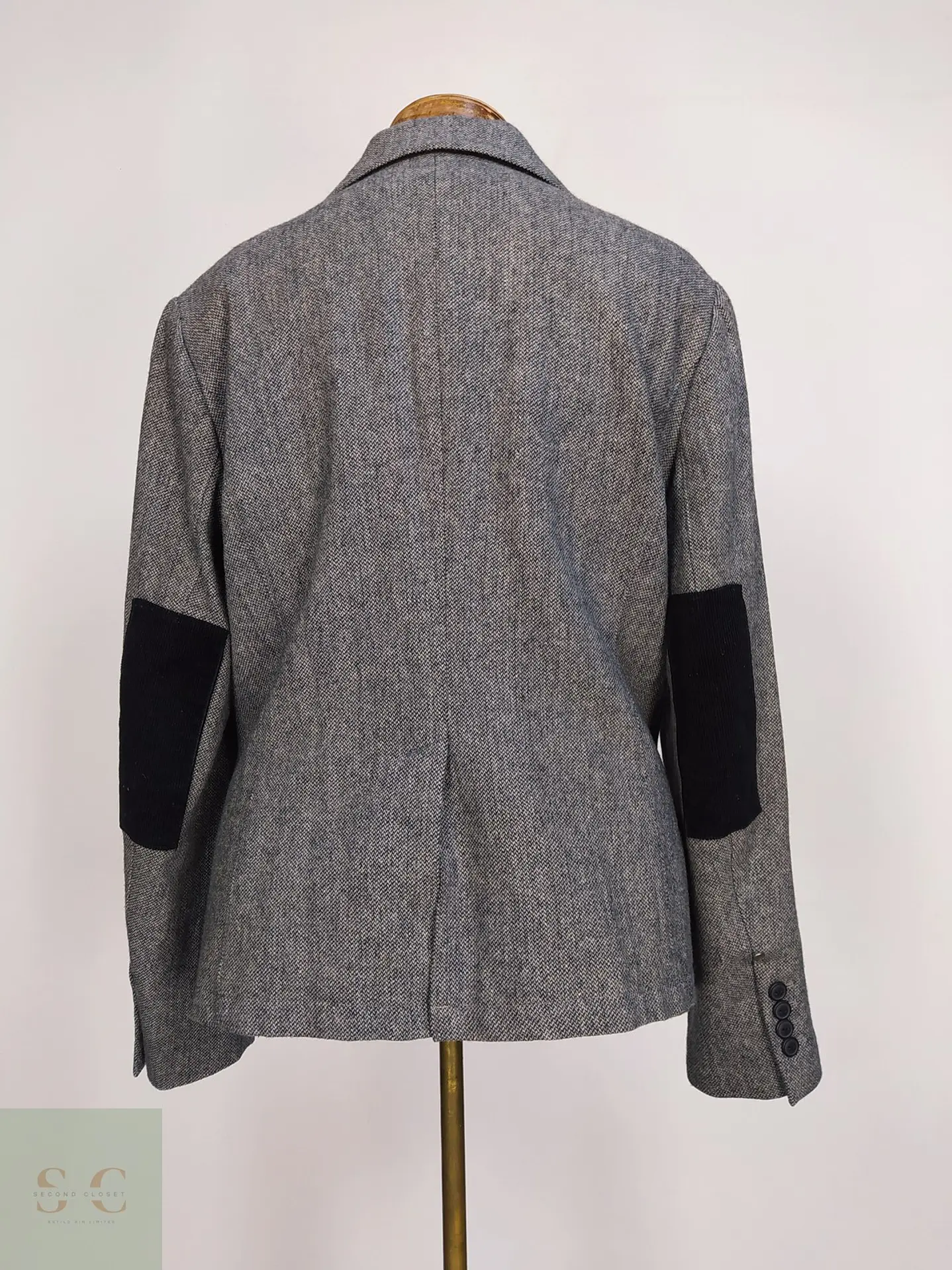 Chaqueta Blazer 4 Wards Tweed Plomo Lana Talla L 8
