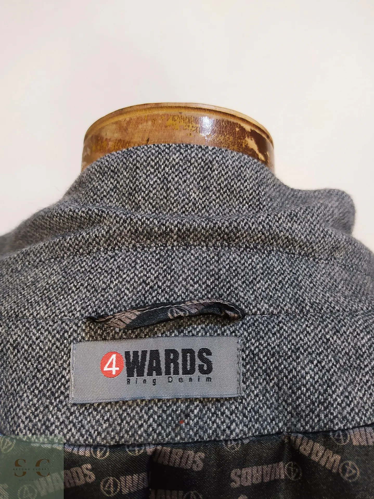 Chaqueta Blazer 4 Wards Tweed Plomo Lana Talla L 9