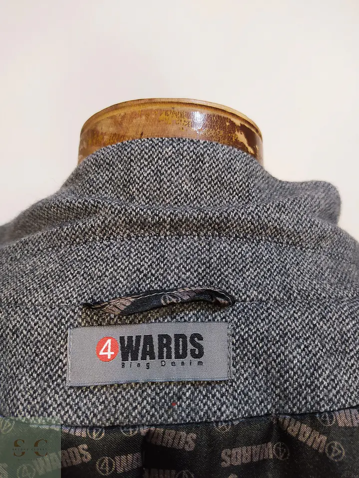 Chaqueta Blazer 4 Wards Tweed Plomo Lana Talla L 9