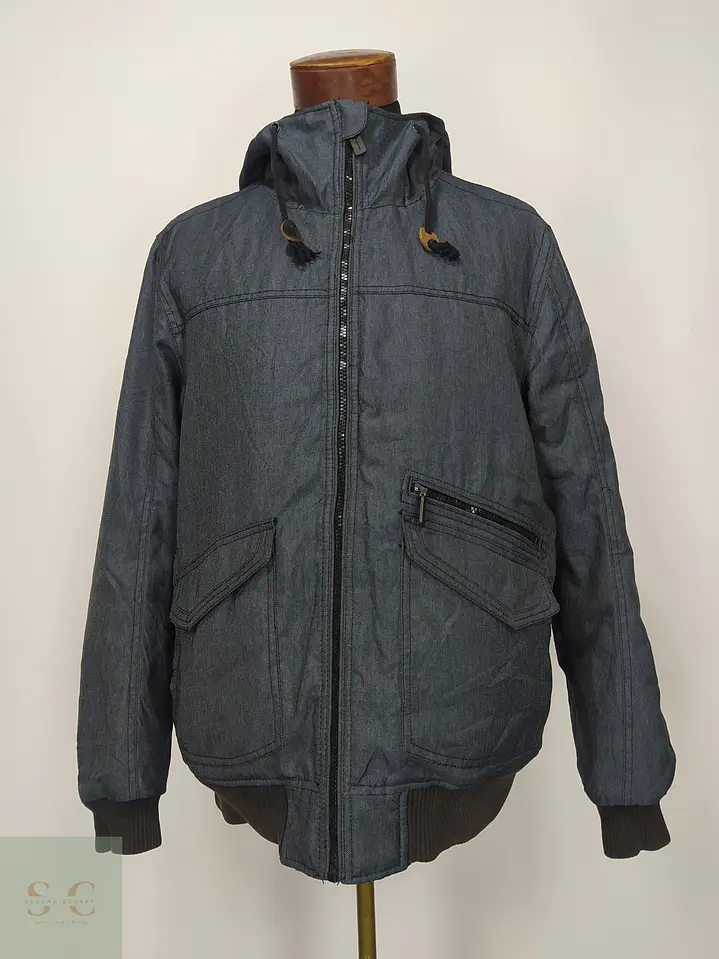 Chaqueta Bomber Acolchada con Capucha en Textura Denim Talla L 2