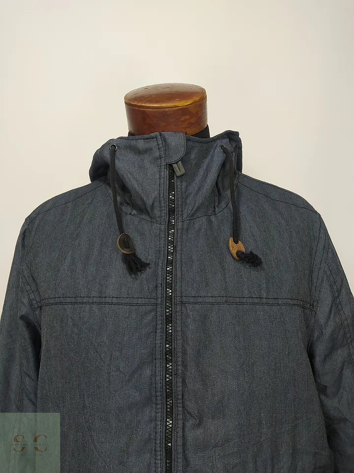 Chaqueta Bomber Acolchada con Capucha en Textura Denim Talla L 3