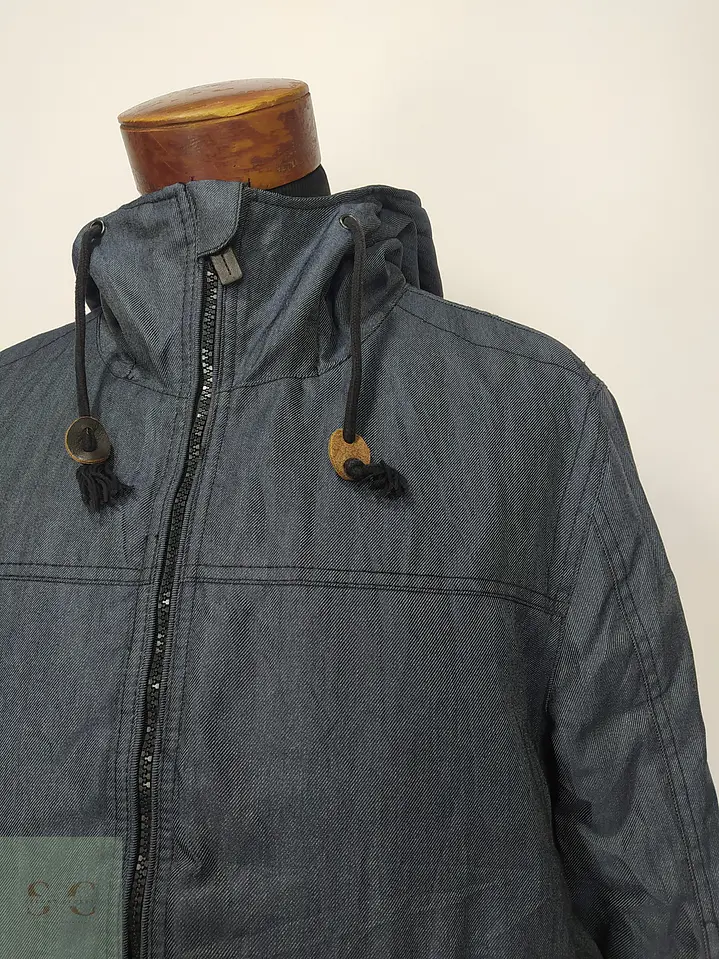 Chaqueta Bomber Acolchada con Capucha en Textura Denim Talla L 4