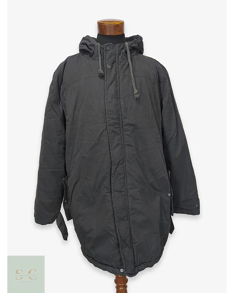 Parka Utilitaria Larga en Algodón Tono Plomo Talla XXXL