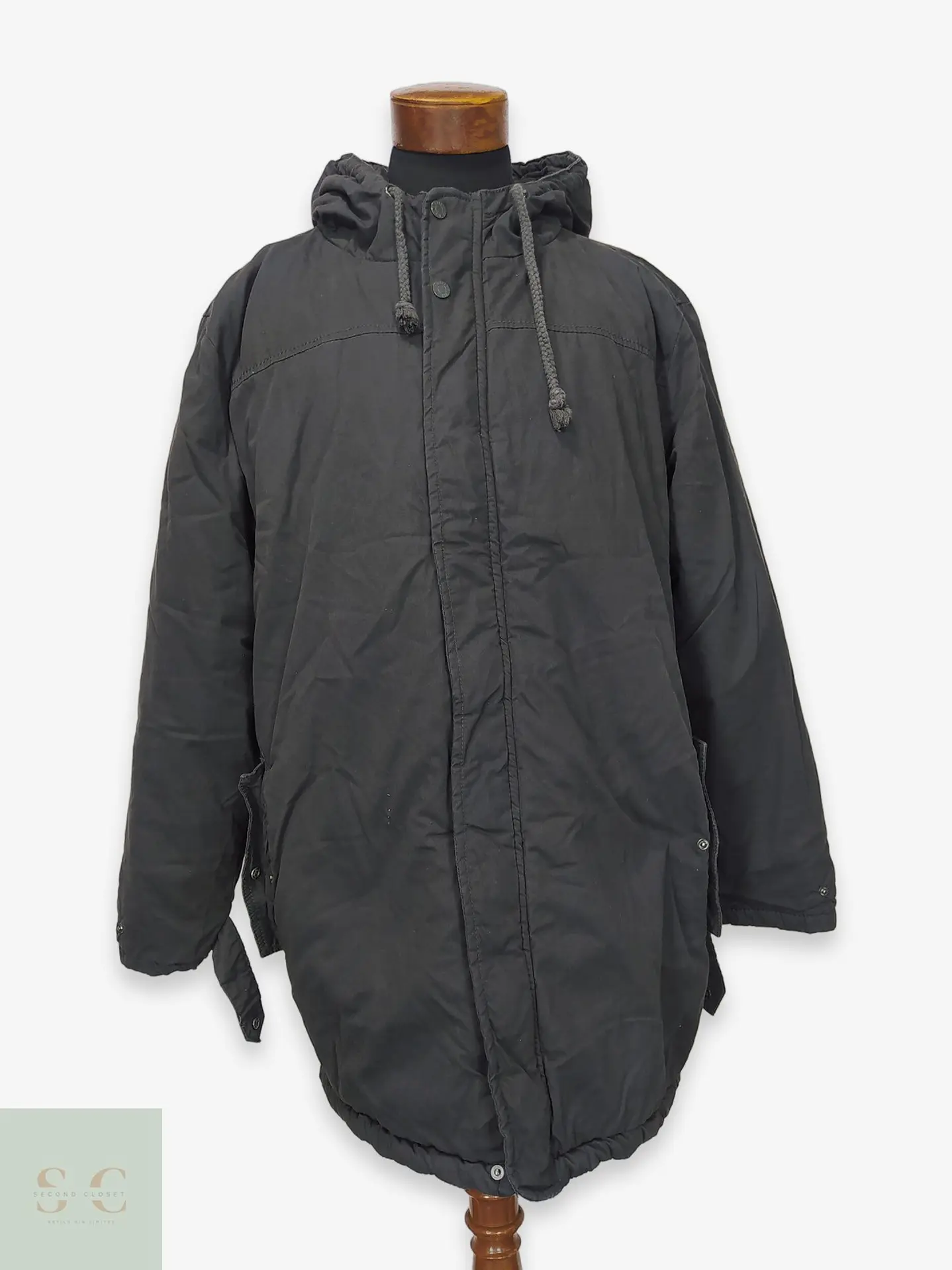 Parka Utilitaria Larga en Algodón Tono Plomo Talla XXXL 1