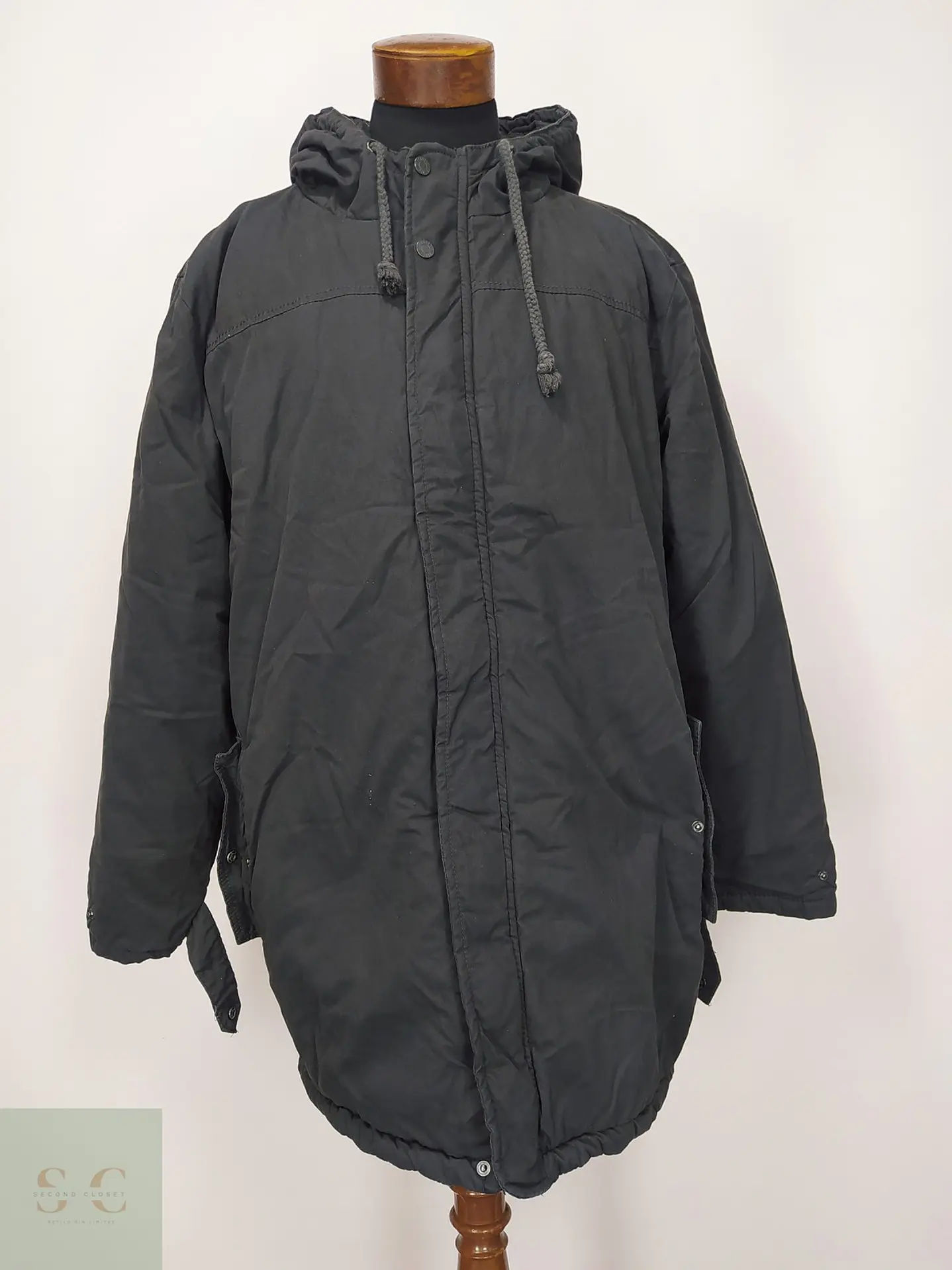 Parka Utilitaria Larga en Algodón Tono Plomo Talla XXXL 2