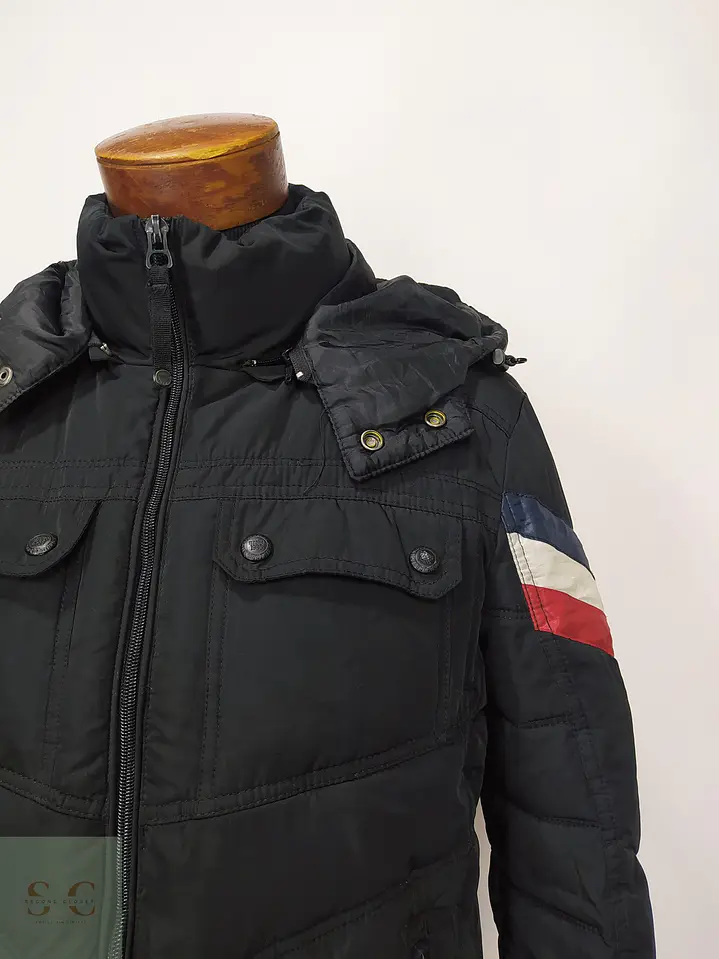 Chaqueta Acolchada Negra con Franjas Tricolor Talla S 4