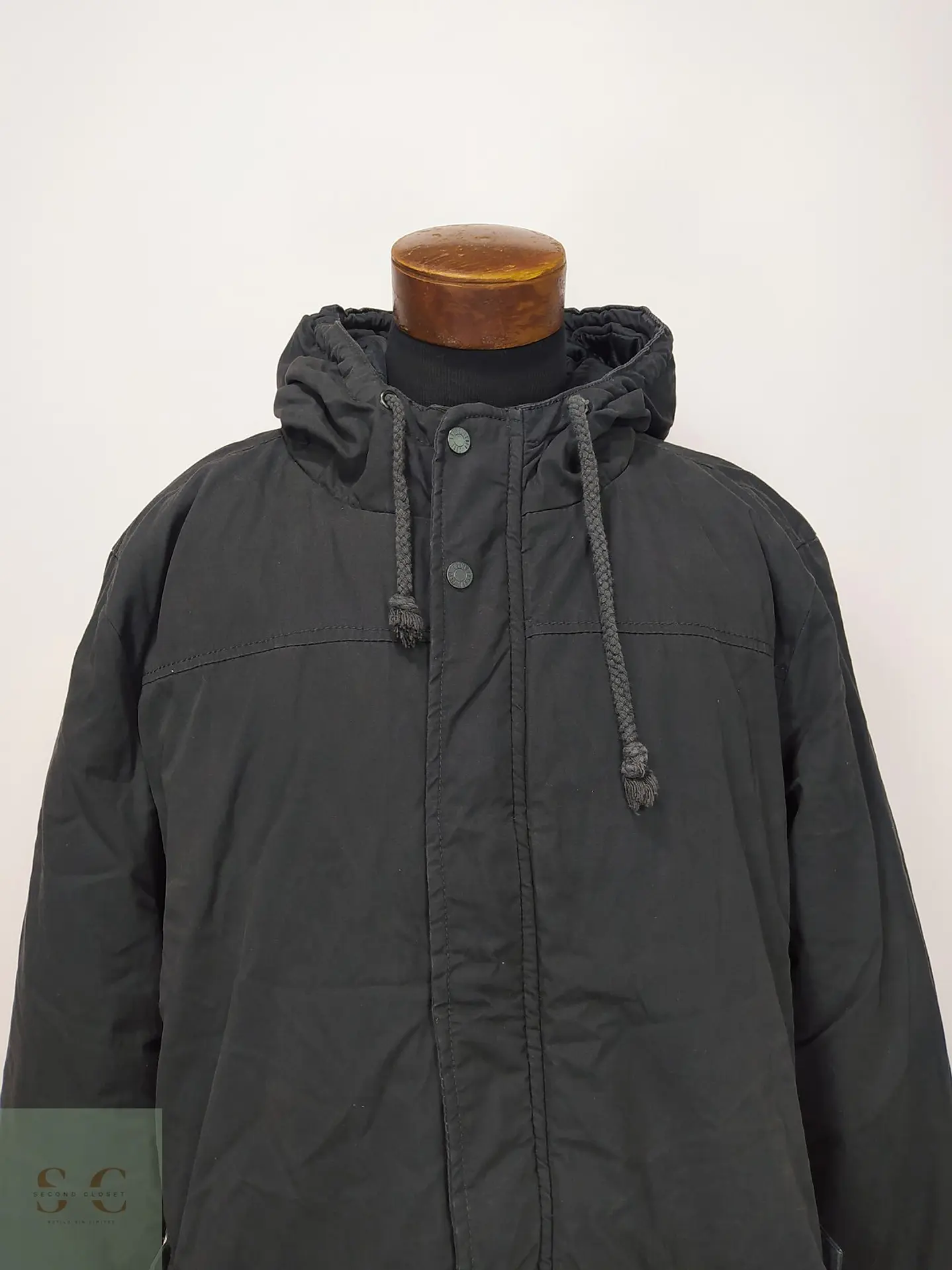 Parka Utilitaria Larga en Algodón Tono Plomo Talla XXXL 3