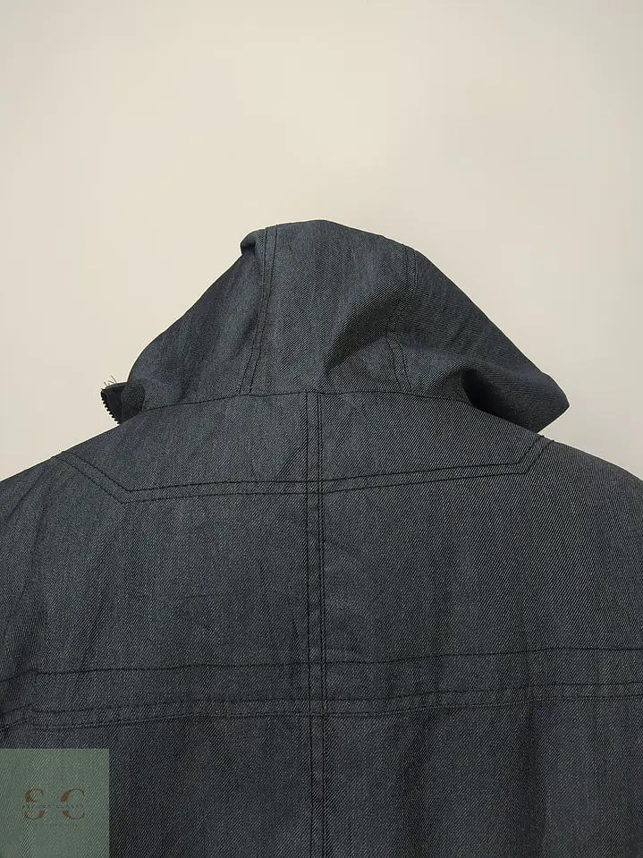 Chaqueta Bomber Acolchada con Capucha en Textura Denim Talla L 7