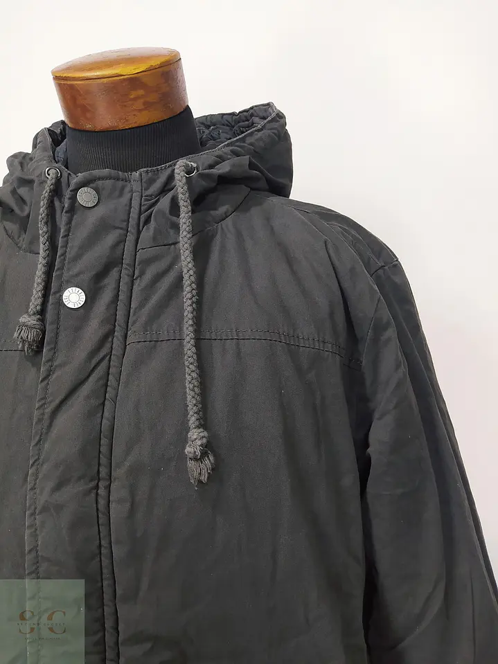 Parka Utilitaria Larga en Algodón Tono Plomo Talla XXXL 4