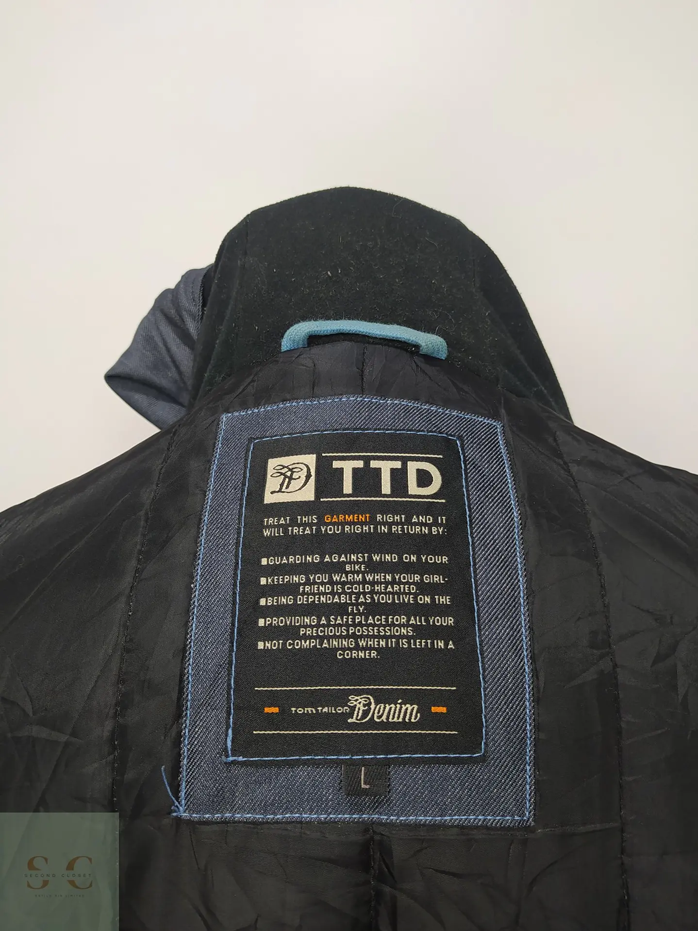 Chaqueta Bomber Acolchada con Capucha en Textura Denim Talla L 8