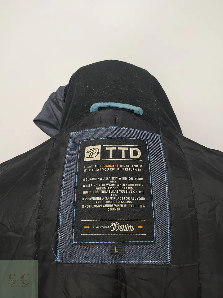 Chaqueta Bomber Acolchada con Capucha en Textura Denim Talla L 8