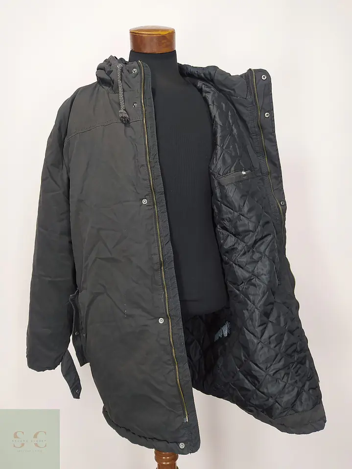 Parka Utilitaria Larga en Algodón Tono Plomo Talla XXXL 6