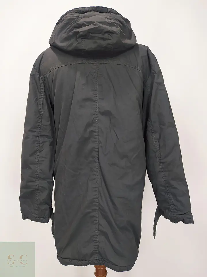 Parka Utilitaria Larga en Algodón Tono Plomo Talla XXXL 8
