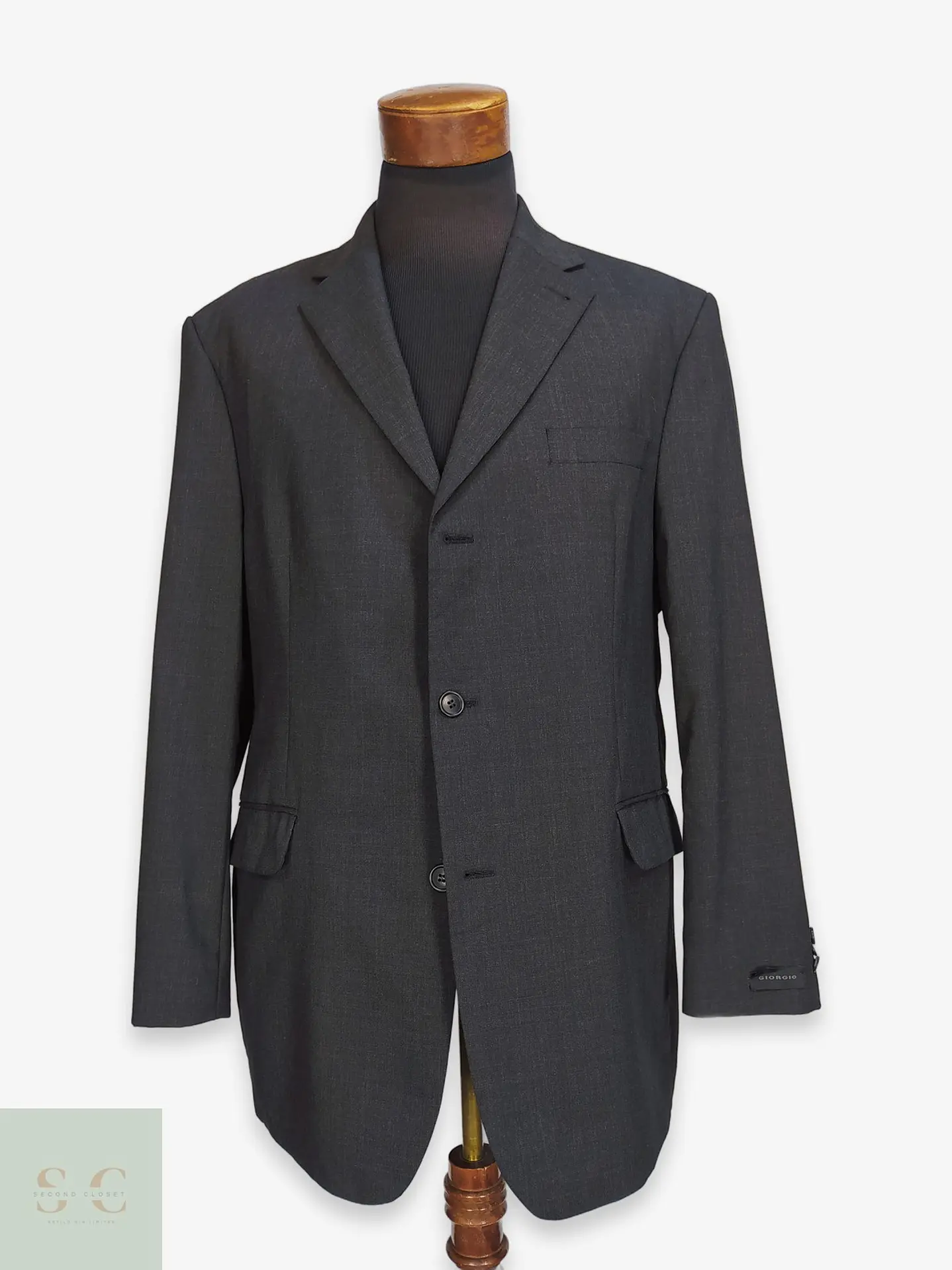 Blazer de Lana Virgen Gris Plomo Vintage Giorgio Talla XL 1