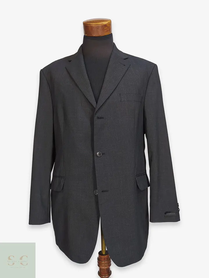 Blazer de Lana Virgen Gris Plomo Vintage Giorgio Talla XL 1