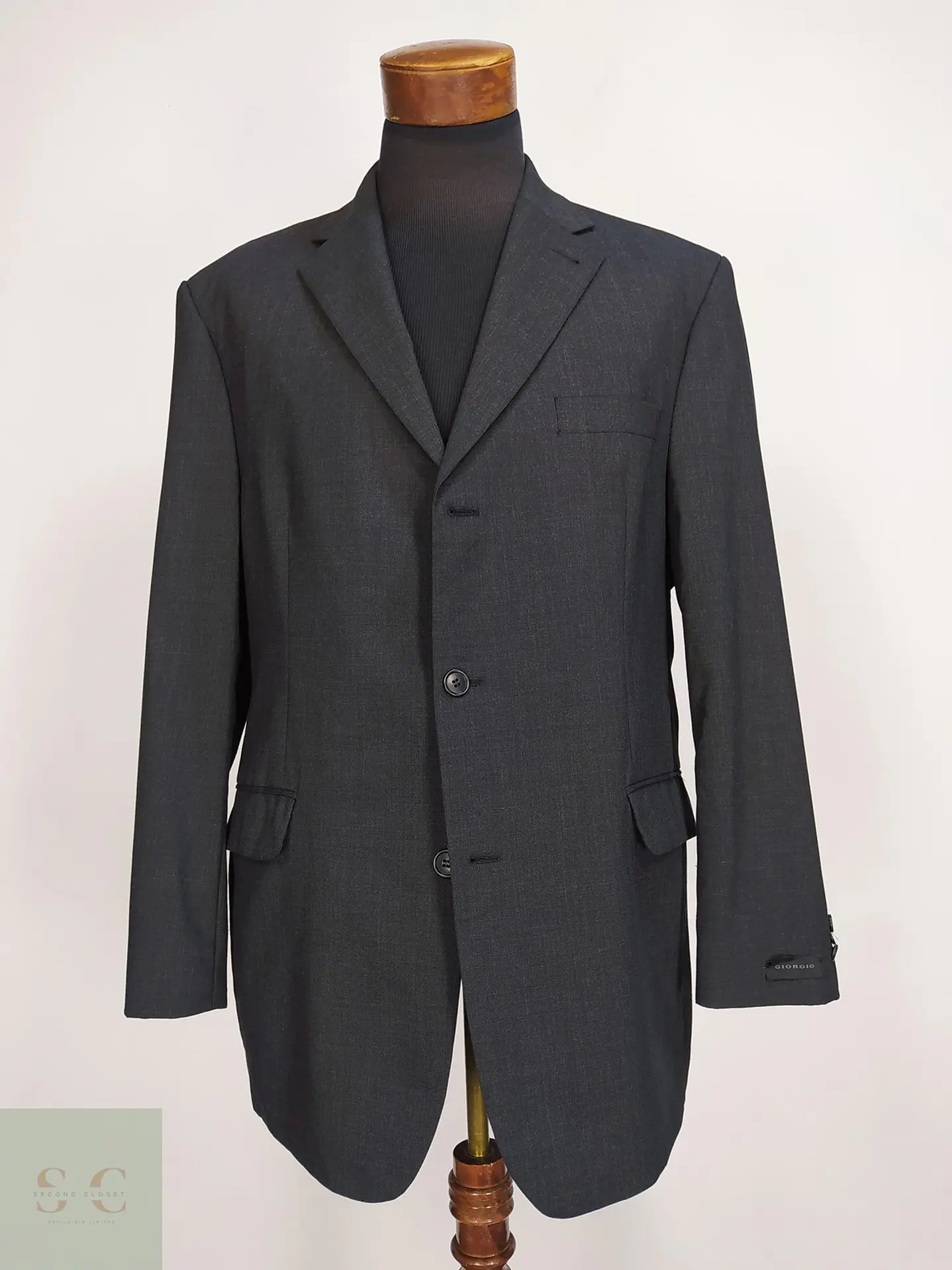Blazer de Lana Virgen Gris Plomo Vintage Giorgio Talla XL 2