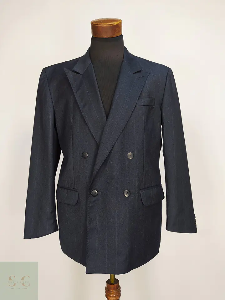 Blazer Cruzado a Rayas de Lana Virgen Design VIP Talla L 2