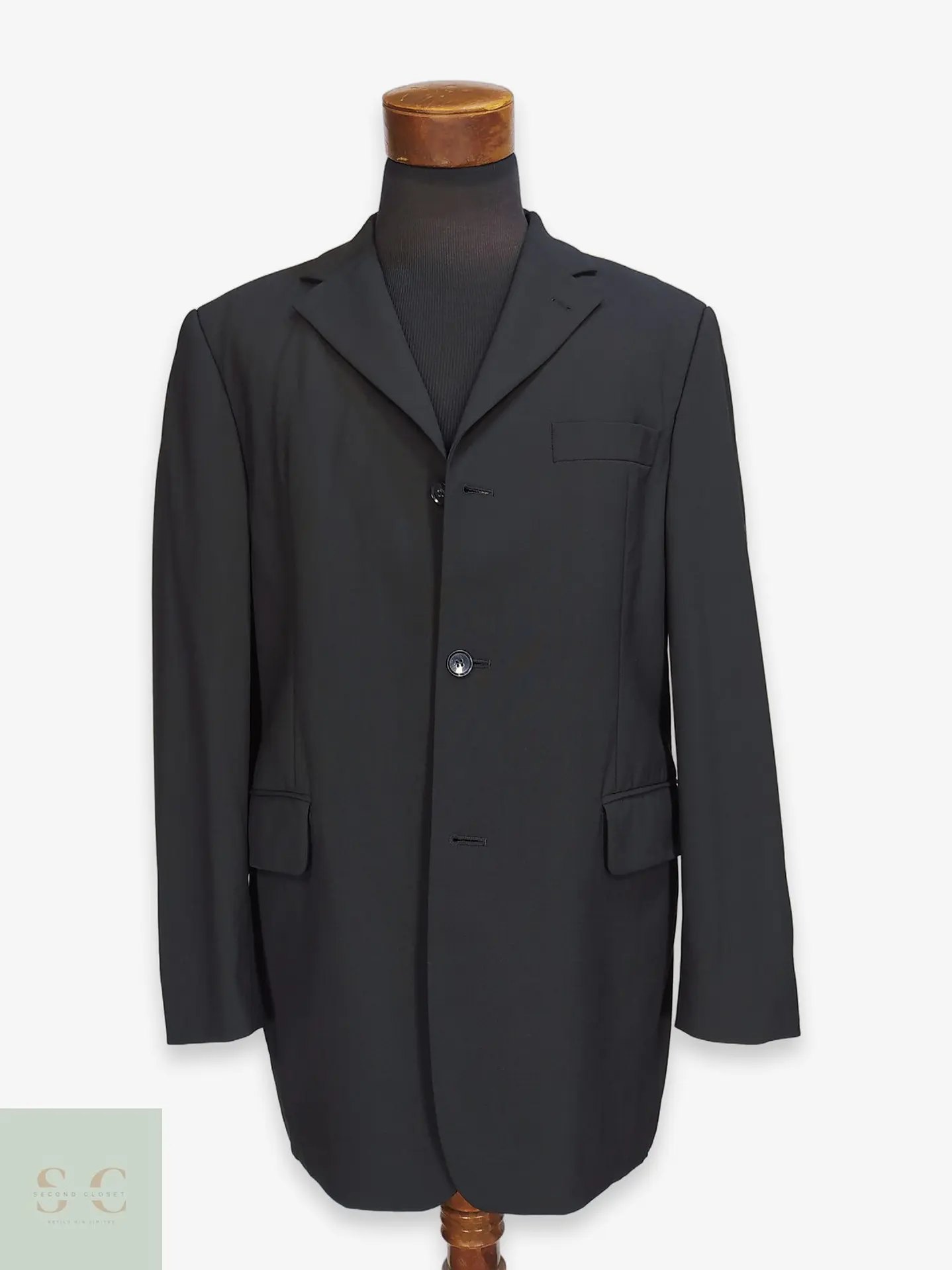 Blazer Negro de Lana Virgen Compuesta Vintage Talla L 1