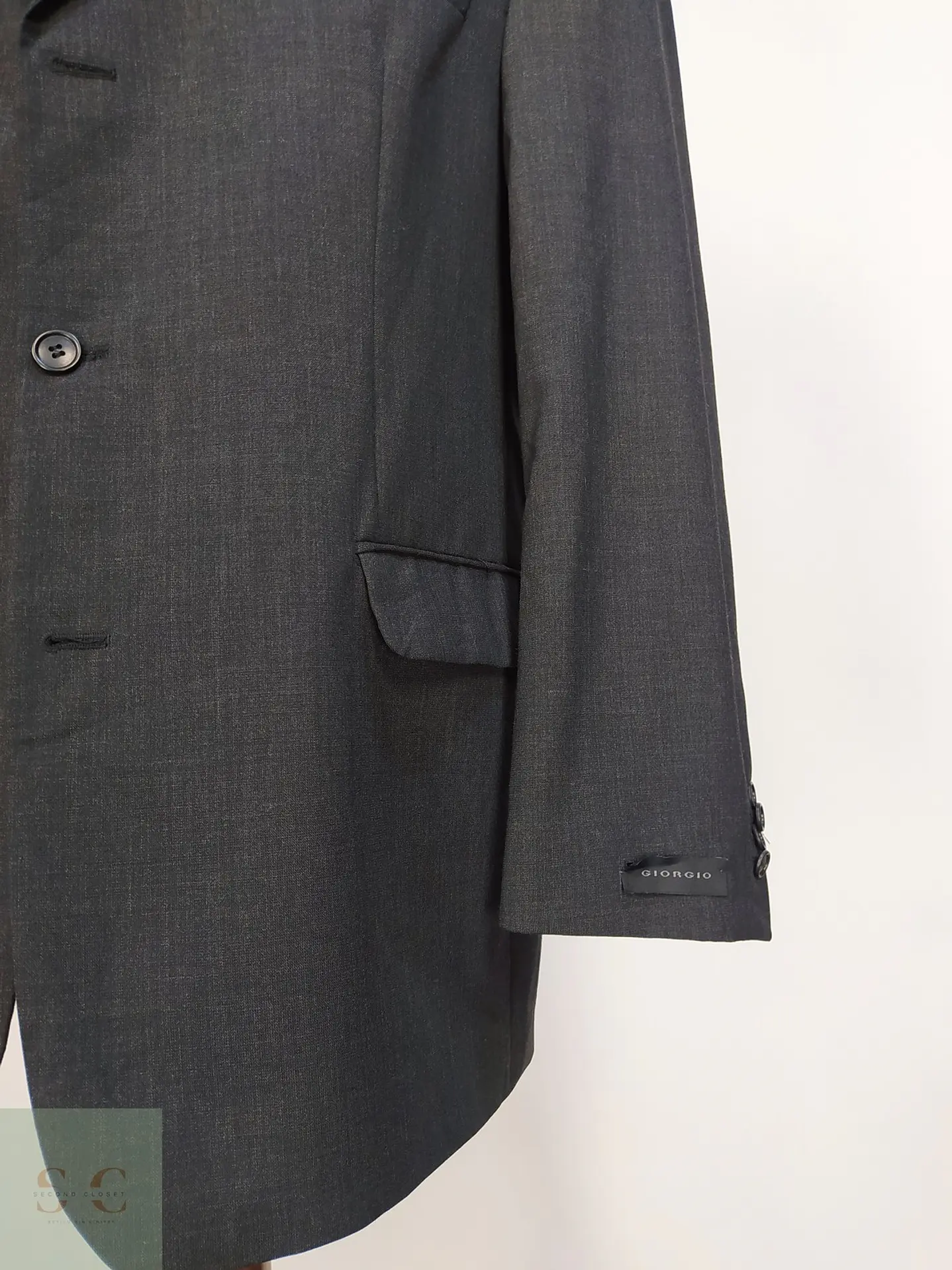 Blazer de Lana Virgen Gris Plomo Vintage Giorgio Talla XL 3