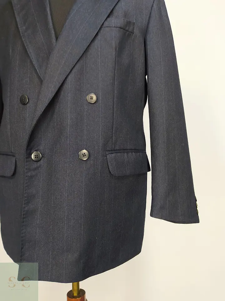 Blazer Cruzado a Rayas de Lana Virgen Design VIP Talla L 3