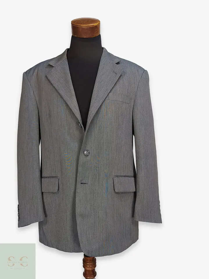 Blazer Gris Texturizado Vintage Talla XXL 1