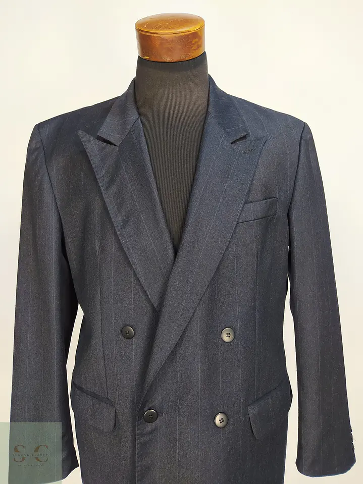 Blazer Cruzado a Rayas de Lana Virgen Design VIP Talla L 4