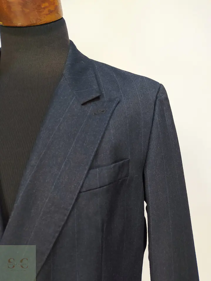 Blazer Cruzado a Rayas de Lana Virgen Design VIP Talla L 5