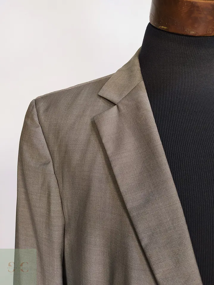 Blazer en Lana Virgen Super 100s Tono Café Moka Talla L 6