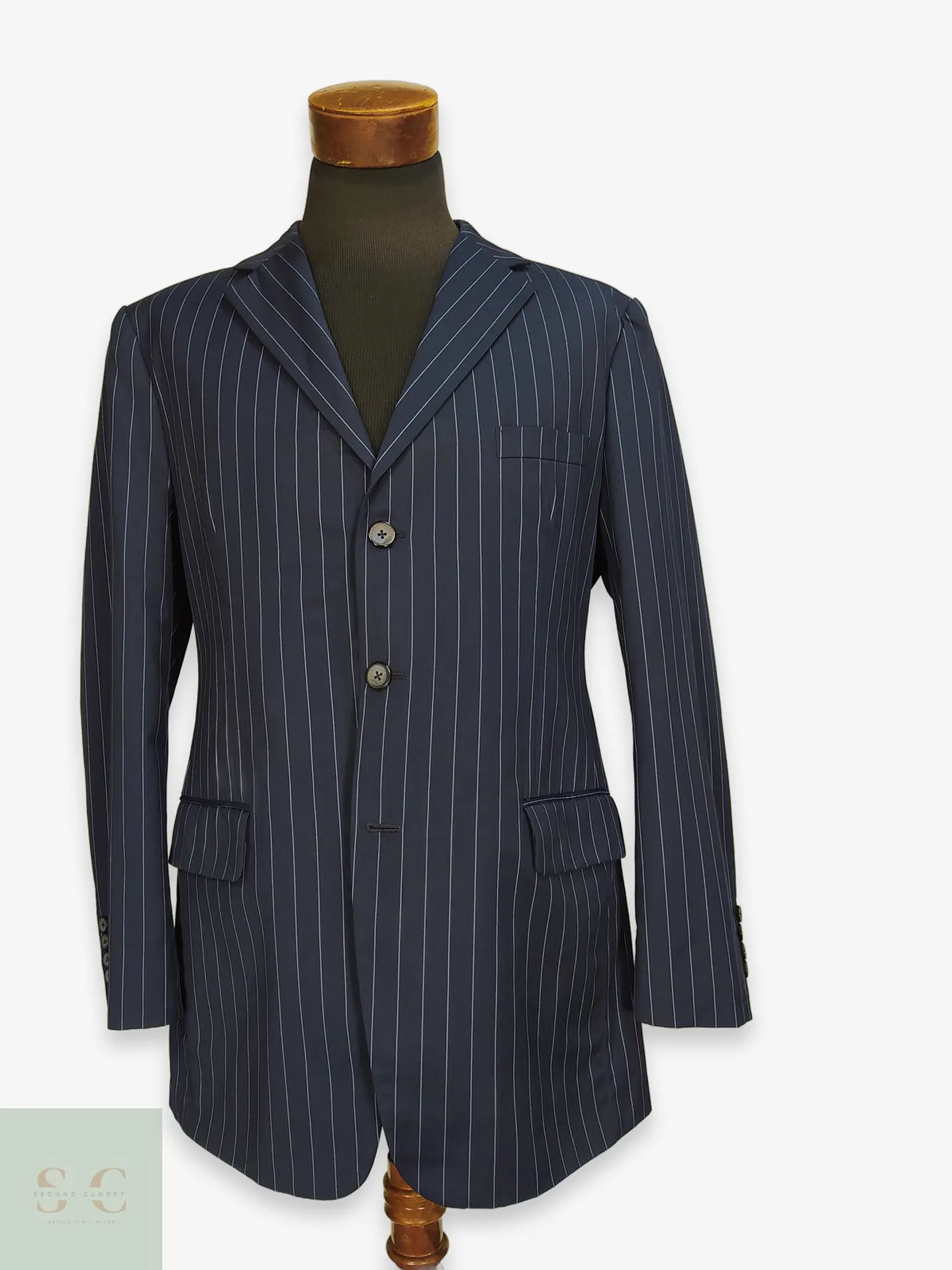 Blazer Bespoke de Lana a Rayas Diplomáticas Talla L 1