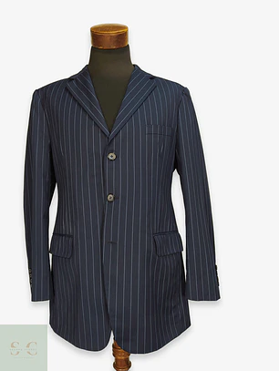 Blazer Bespoke de Lana a Rayas Diplomáticas Talla L