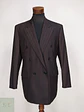 Blazer Cruzado a Rayas de Lana Virgen Burdeos Vintage Talla L - Miniatura 2