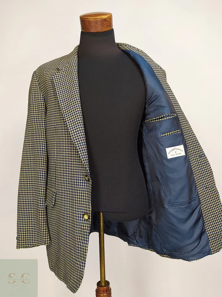 Blazer de Lana Virgen a Cuadros Atelier Torino Talla L 8