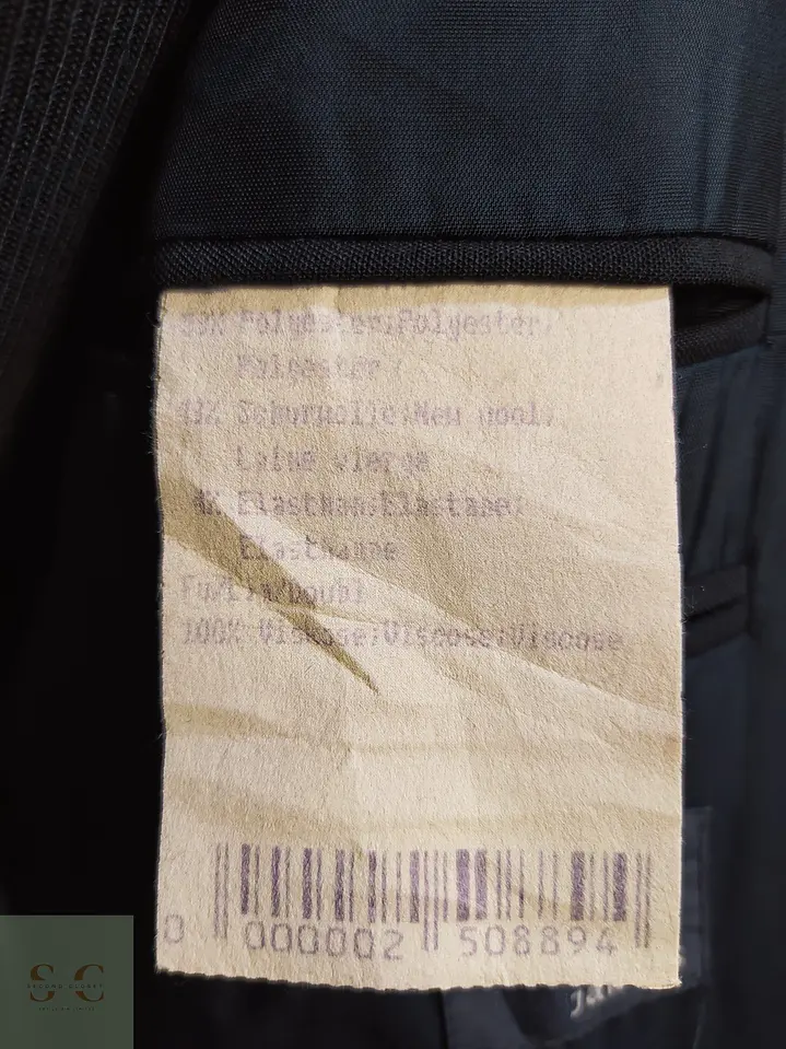 Blazer Negro de Lana Virgen Compuesta Vintage Talla L 7